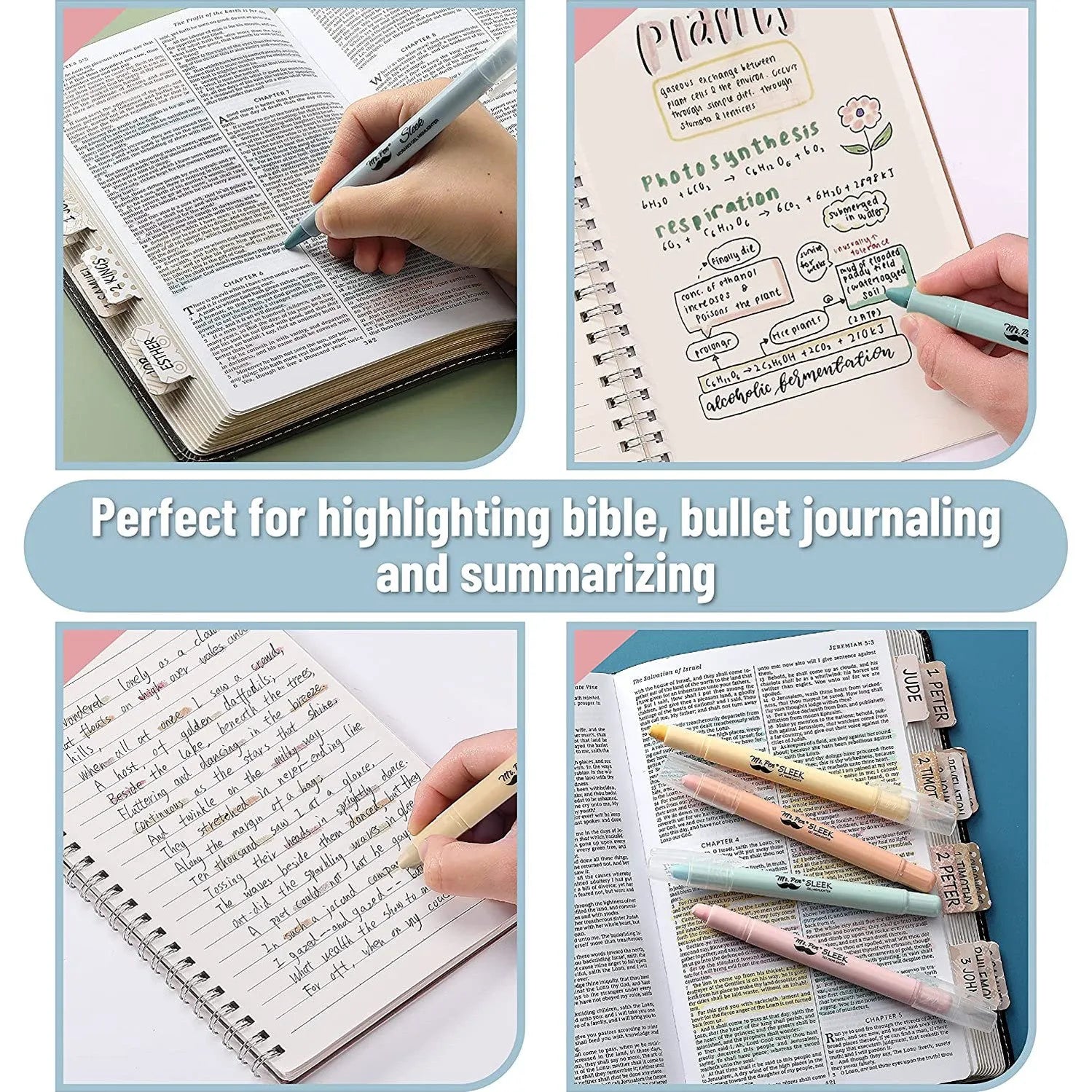 Gel Highlighters, 8 Pack, No-Bleed, Twist-Up Design, Sharpenable Tips, Smooth Glide, Perfect for Bible Pages