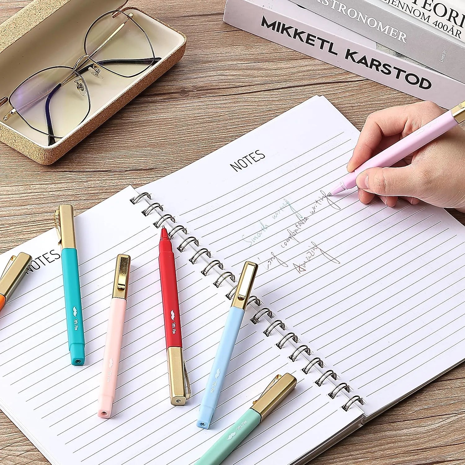Aesthetic Pens 10 Pack - Assorted Colors, Fast-Dry, No Smear, No Bleed Through, Fine Point Ballpoint Pens for Note Taking