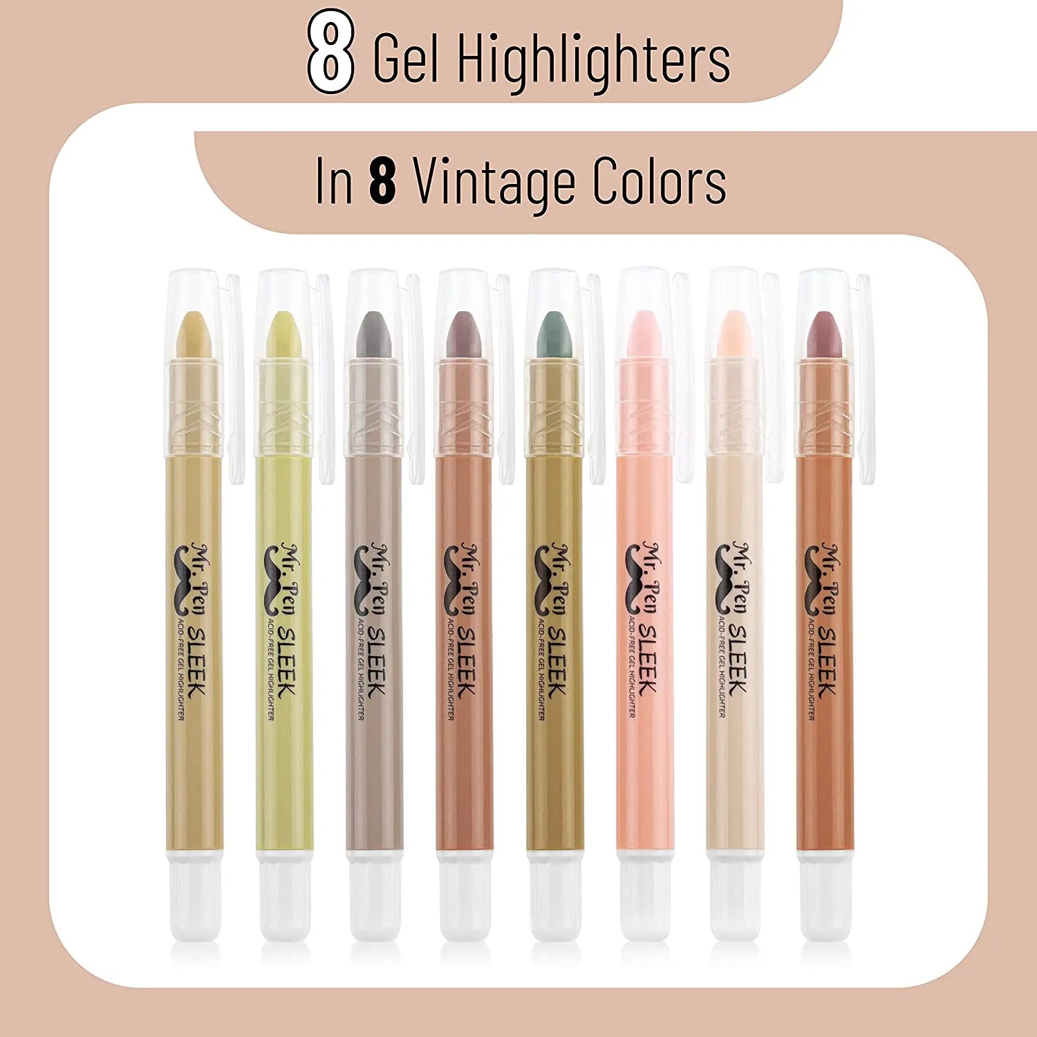 Gel Highlighters, 8 Pack, No-Bleed, Twist-Up Design, Sharpenable Tips, Smooth Glide, Perfect for Bible Pages