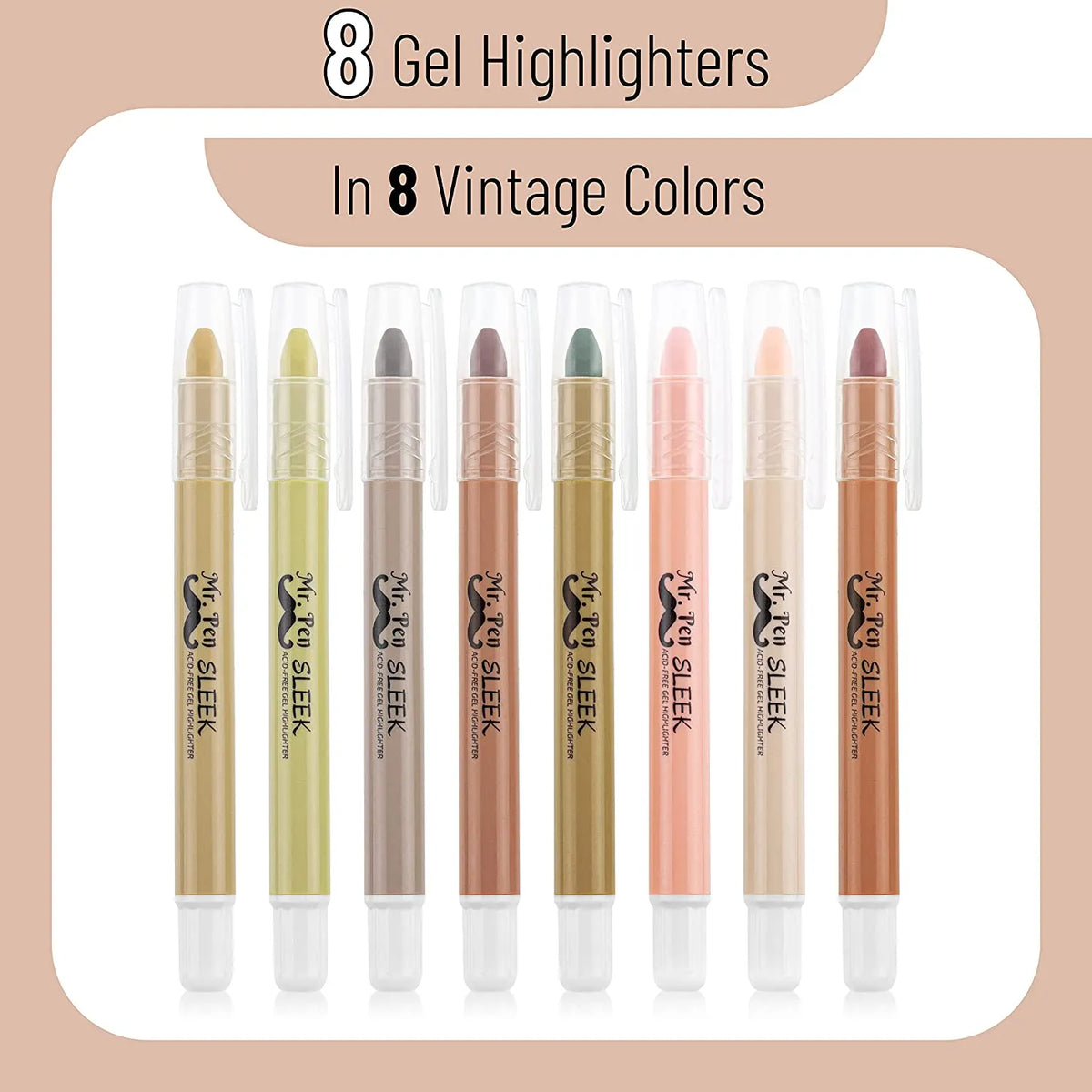 Gel Highlighters, 8 Pack, No-Bleed, Twist-Up Design, Sharpenable Tips, Smooth Glide, Perfect for Bible Pages