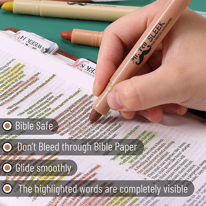 Gel Highlighters, 8 Pack, No-Bleed, Twist-Up Design, Sharpenable Tips, Smooth Glide, Perfect for Bible Pages